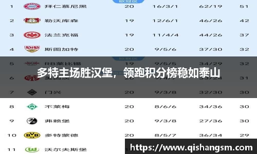 多特主场胜汉堡，领跑积分榜稳如泰山